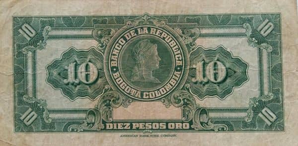 10 Pesos Oro from Colombia