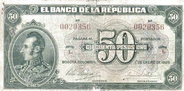 50 Pesos Oro from Colombia