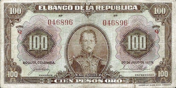 100 Pesos Oro from Colombia