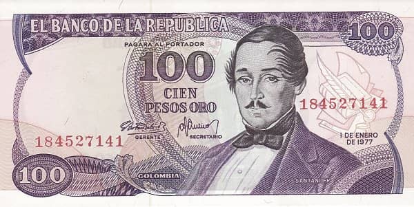 100 pesos oro from Colombia