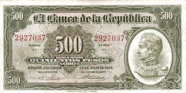 500 Pesos Oro from Colombia