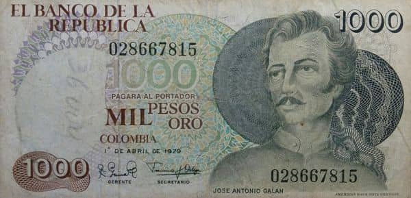 1000 Pesos from Colombia