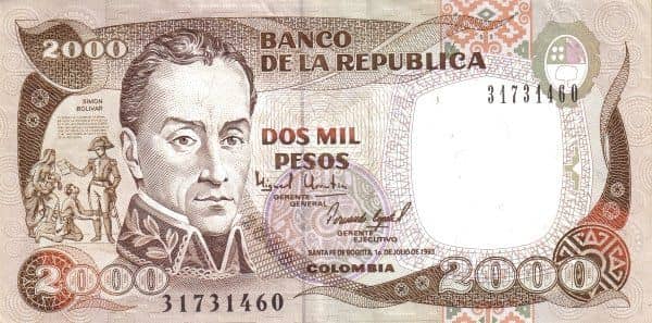 2000 Pesos from Colombia