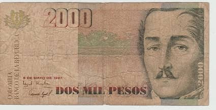 2000 Pesos from Colombia