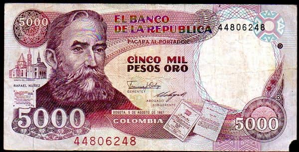 5000 Pesos Oro from Colombia