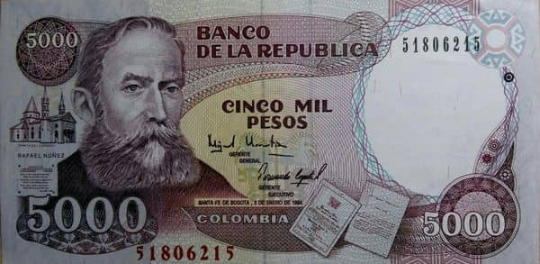 5000 Pesos from Colombia