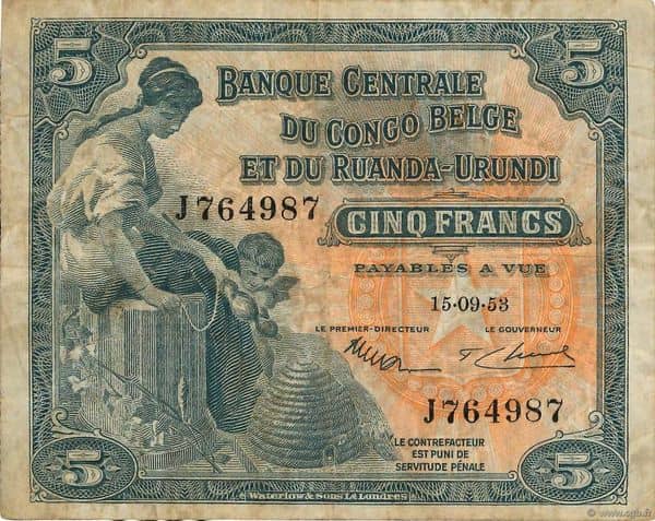 5 Francs from Belgian Congo