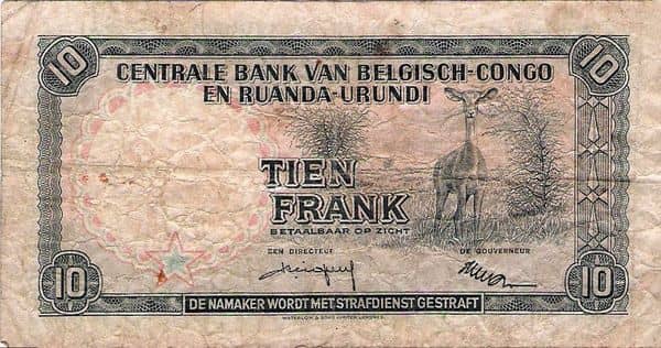 10 Francs from Belgian Congo