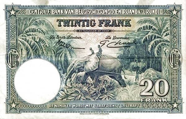 20 Francs from Belgian Congo