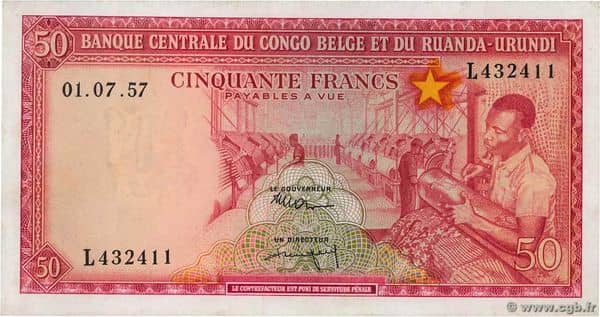 50 Francs from Belgian Congo
