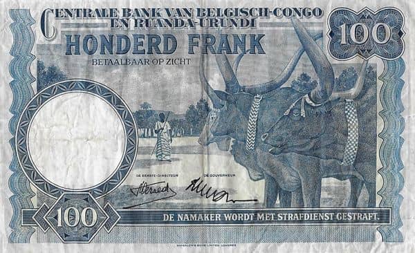 100 Francs from Belgian Congo