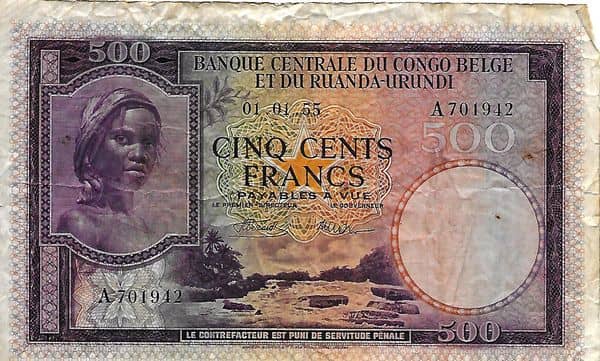 500 Francs from Belgian Congo