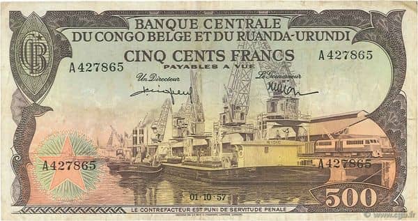 500 Francs from Belgian Congo