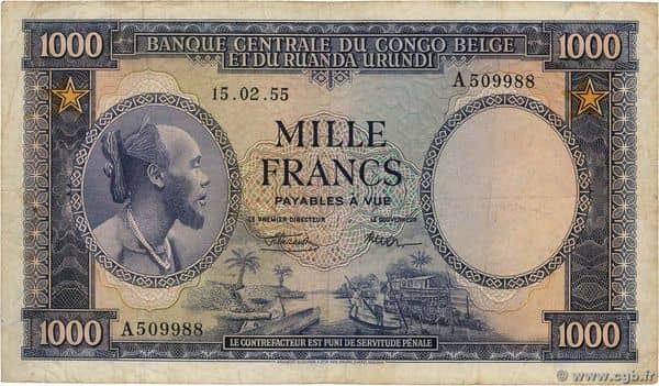 1000 Francs from Belgian Congo