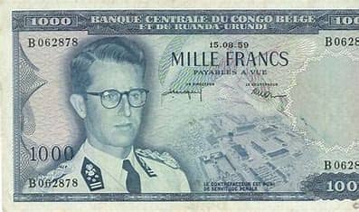 1000 Francs Baudoin from Belgian Congo