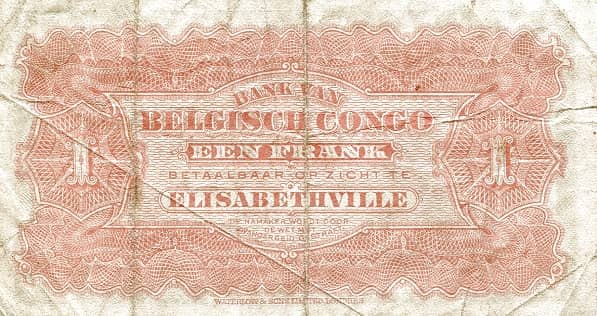 1 Franc Elisabethville from Belgian Congo