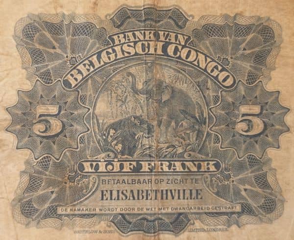 5 Francs Elizabethville from Congo-Rep. Democratic