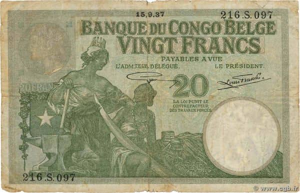 20 Francs from Congo-Rep. Democratic