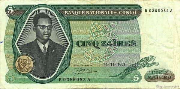 5 Zaires from Congo-Rep. Democratic