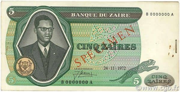 5 Zaïres from Congo-Rep. Democratic