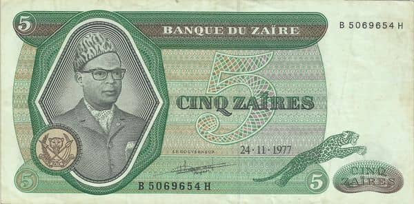 5 Zaïres from Congo-Rep. Democratic
