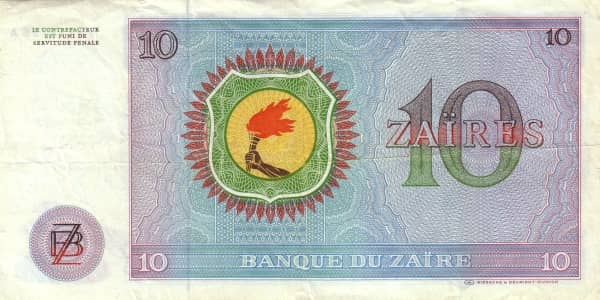 10 Zaïres from Congo-Rep. Democratic