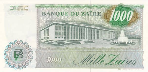 1000 Zaïres from Congo-Rep. Democratic