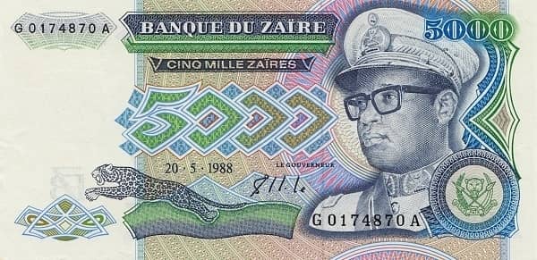5000 Zaires from Congo-Rep. Democratic