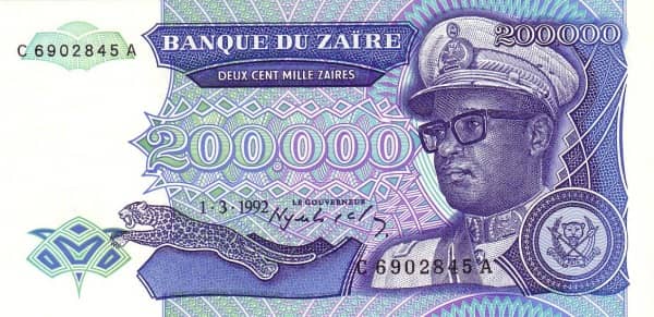 200000 Zaires from Congo-Rep. Democratic
