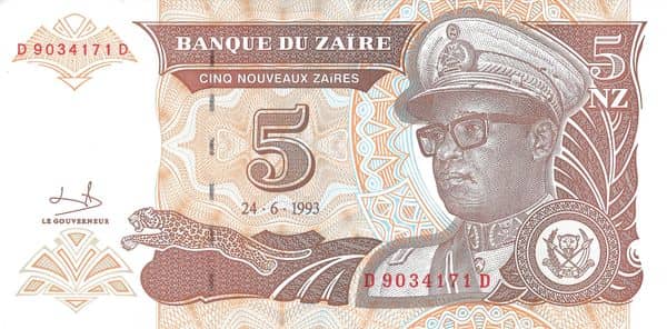 5 Nouveaux Zaïres from Congo-Rep. Democratic
