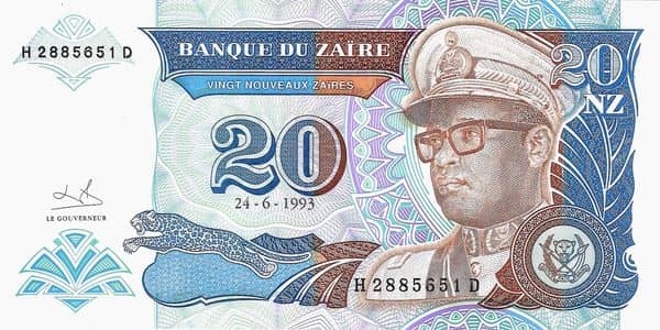 20 Nouveaux Zaïres from Congo-Rep. Democratic