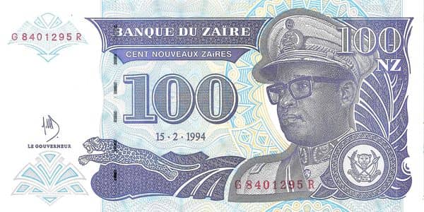 100 Nouveaux Zaïres from Congo-Rep. Democratic