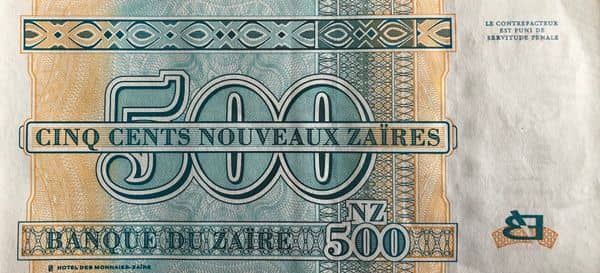 500 Nouveaux Zaïres from Congo-Rep. Democratic