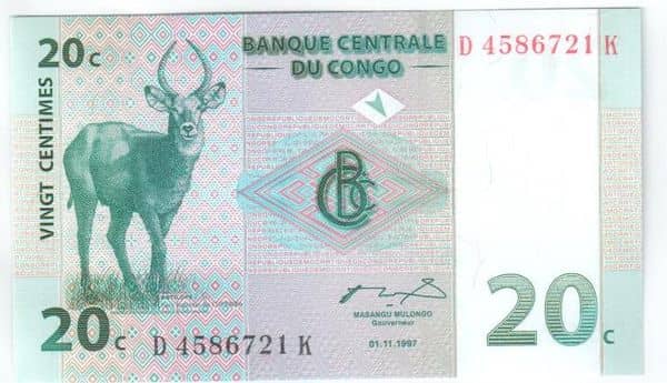 20 Centimes from Congo-Rep. Democratic