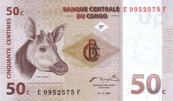 50 Centimes from Congo-Rep. Democratic