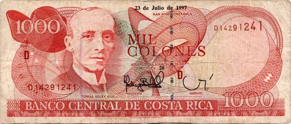 1000 Colones D series from Costa Rica