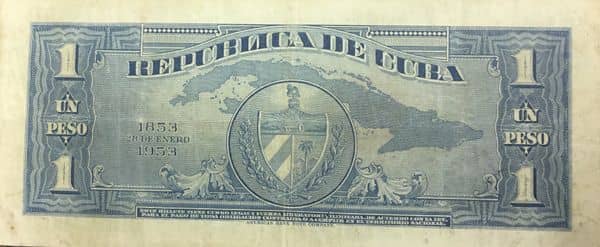 1 Peso Aniversario José Martí Centennial from Cuba