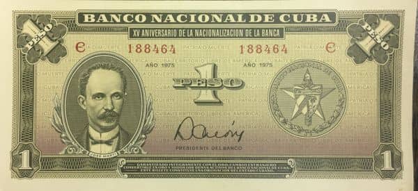 1 Peso Nacionalización del Banco from Cuba