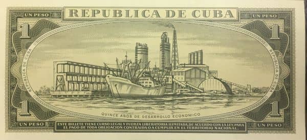 1 Peso Nacionalización del Banco from Cuba