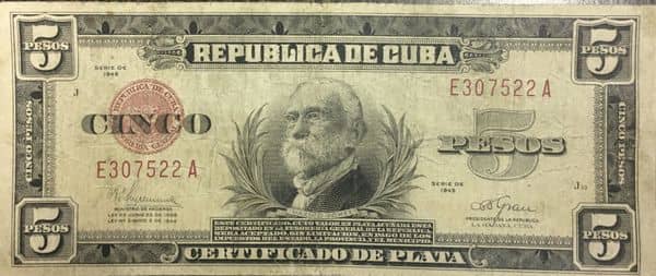 5 Pesos (Certificado de plata) from Cuba