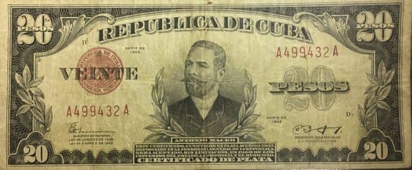 20 Pesos (Certificado de plata) from Cuba