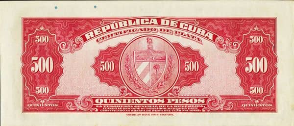 500 Pesos (Certificado de plata) from Cuba
