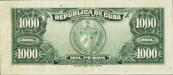 1000 Pesos (Certificado de plata) from Cuba