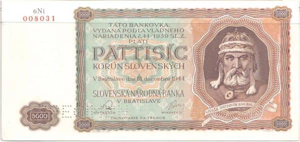 5000 Korun from Slovakia