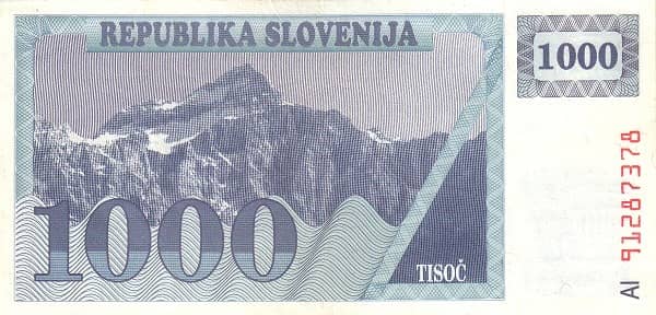 1000 Tolarjev from Slovenia
