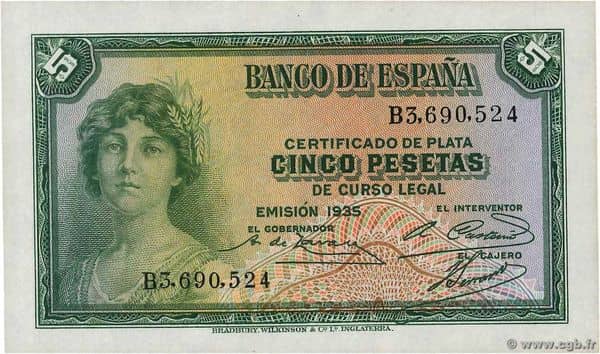 5 Pesetas (Certificado plata) from Spain
