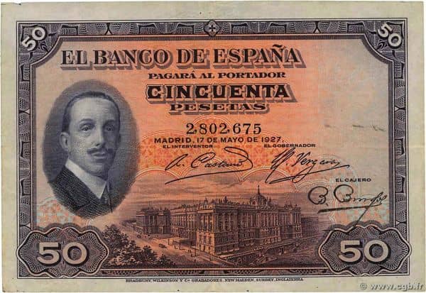 50 Pesetas (Alfonso XIII) from Spain