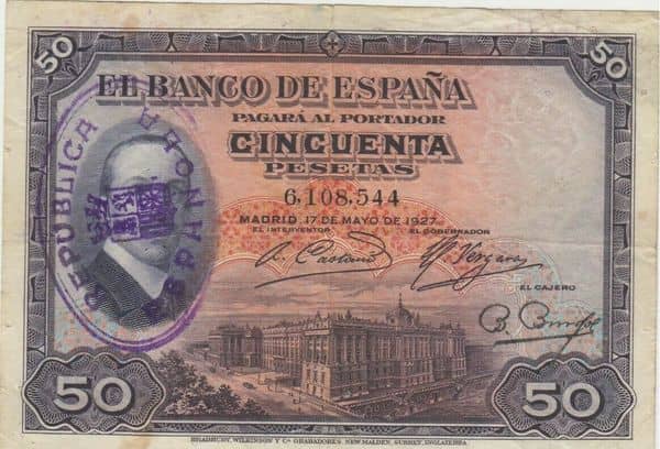 50 Pesetas (Alfonso XIII) from Spain