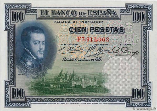 100 Pesetas (Felipe II) from Spain