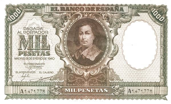 1000 Pesetas (Bartolomé Murillo) from Spain